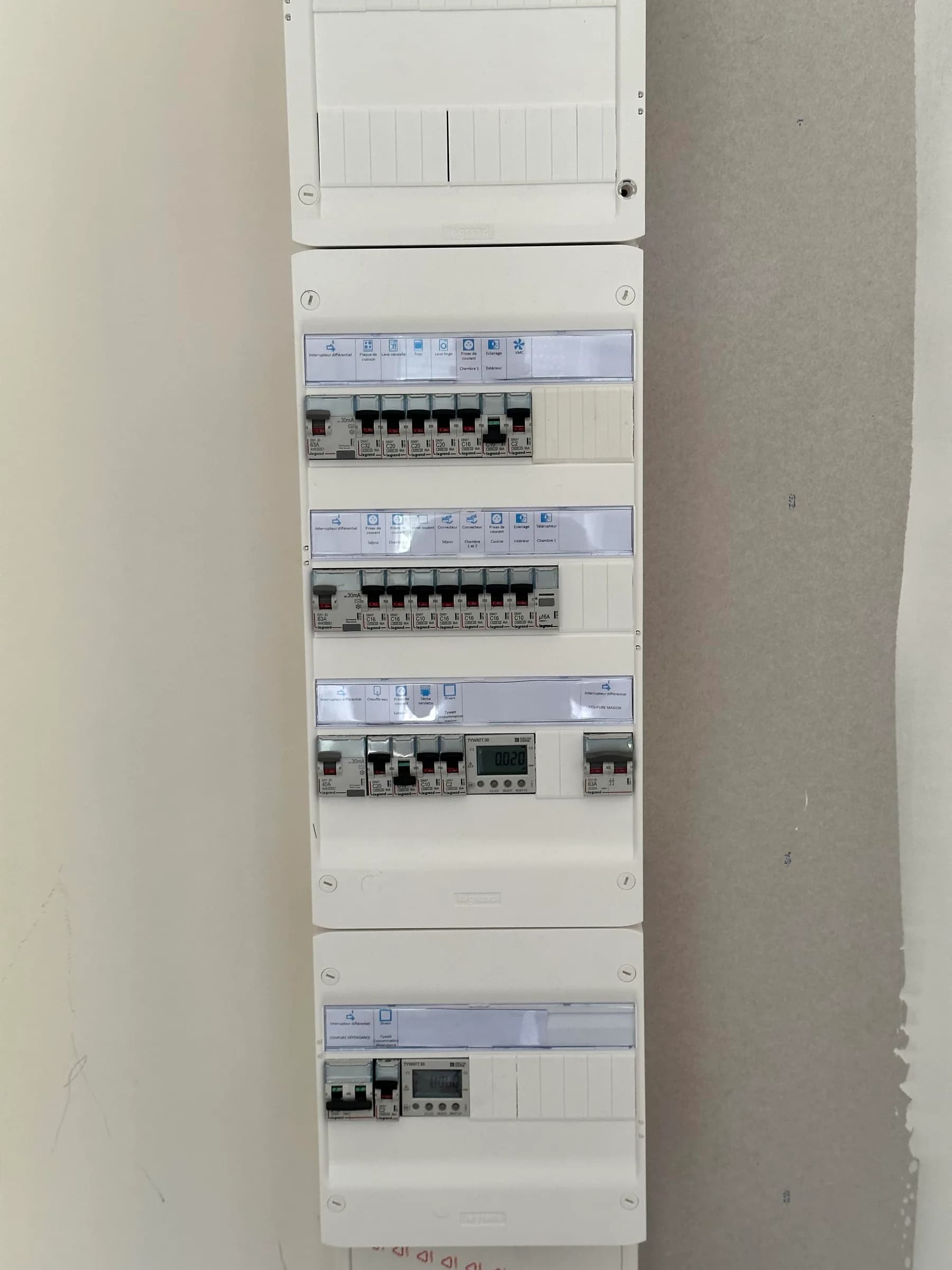 Tableau électrique avec circuits repérés